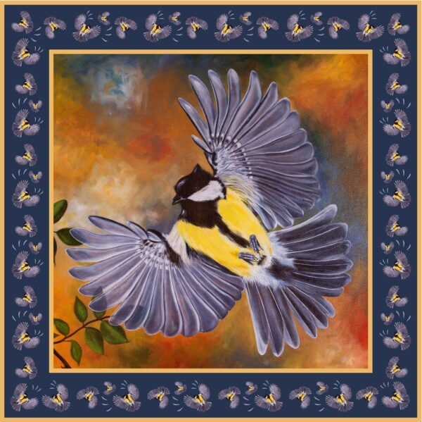 Bird In Flight Silk Satin square Scarfs - Image 2